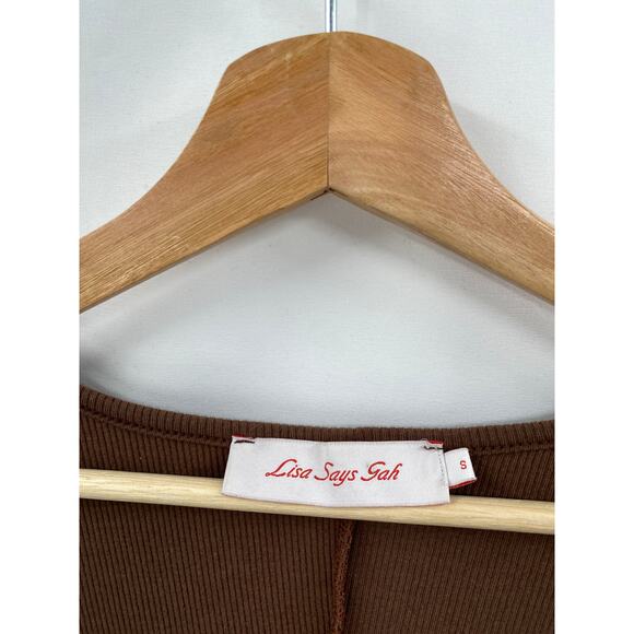 Lisa Says Gah Brown Keyhole long sleeve dress - Picture 3 of 5